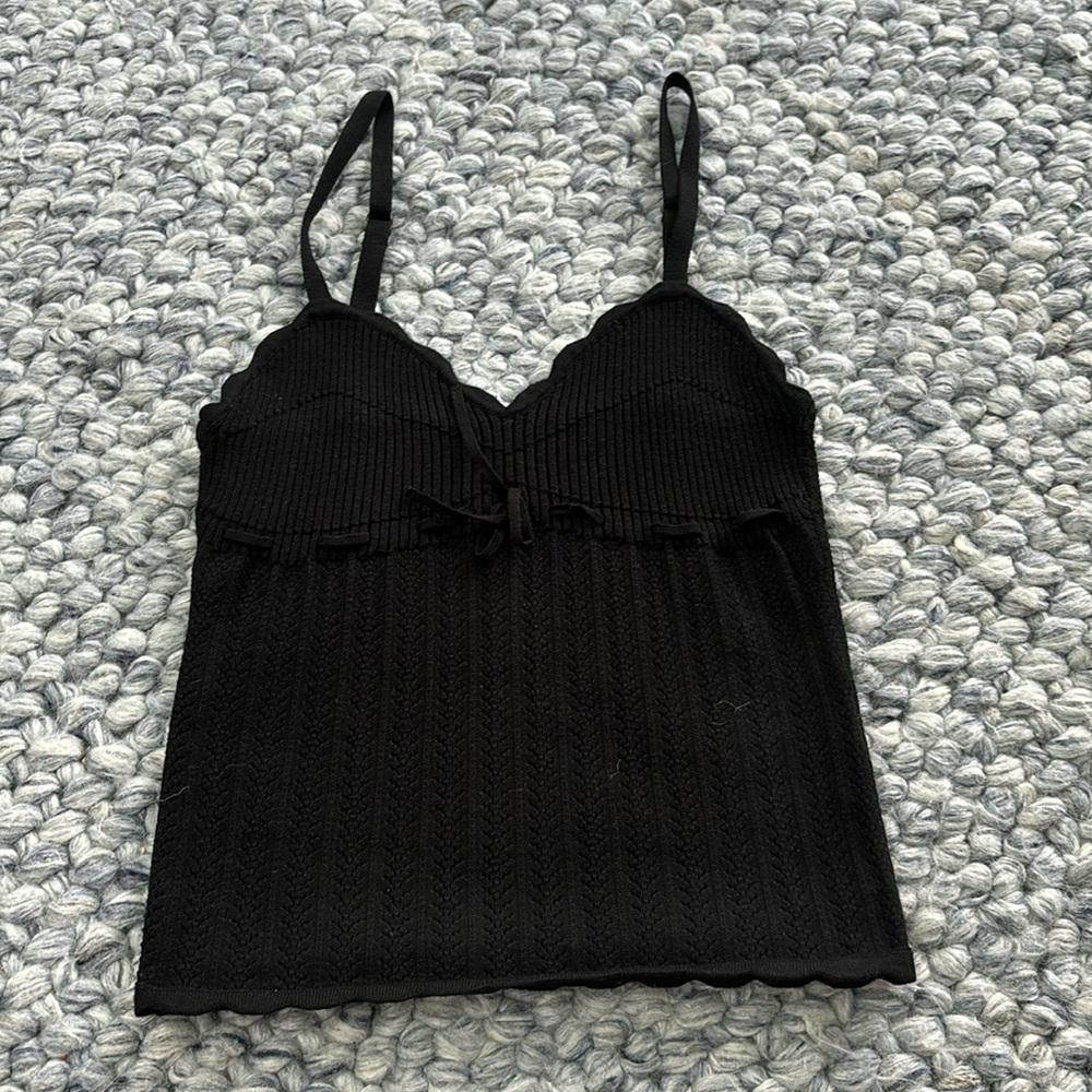 Black knit tank top by Wilfred